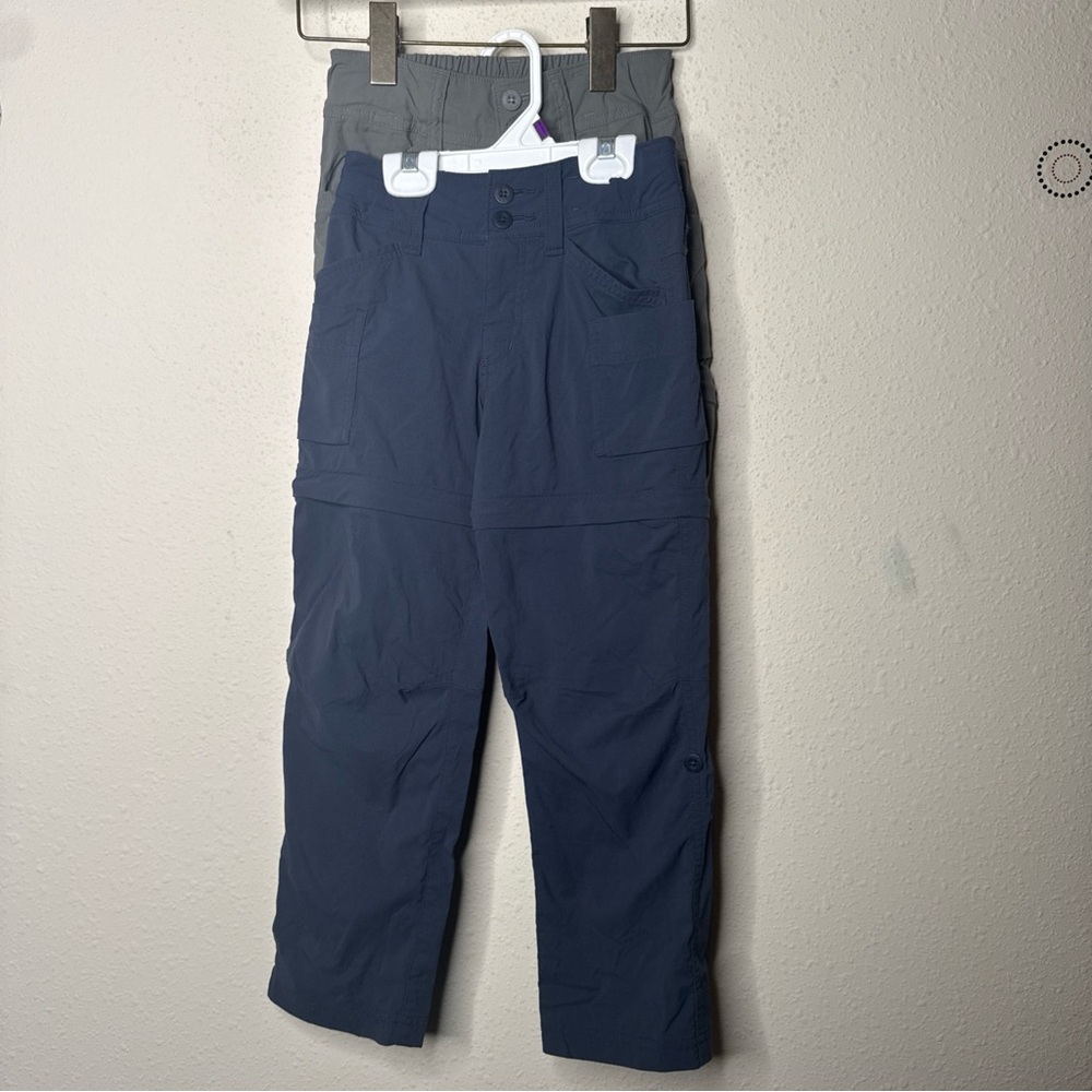 REI Co-op Girls Convertible Hiking Pants Gray Blue Off Outdoor LOT Of 2, 6-7